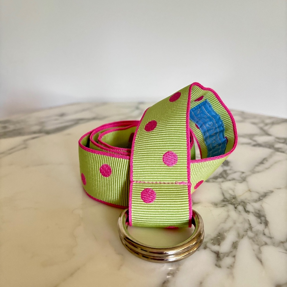 J. McLaughlin D-ring Polka Dot Grosgrain Ribbon Belt - Size Small